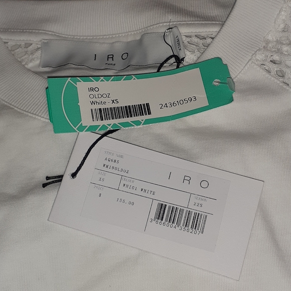 IRO PARIS OLDOZ WHITE BLOUSE WOMEN'S SIZE XS SHORT SLEEVE NWT - Picture 7 of 10